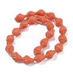 Synthetic Coral Carved Beads Strands, Dyed, Spiral Shell Shape, Coral, 17.5x12.5x11mm, Hole: 1.4mm, about 22pcs/strand, 14.57''(37cm)(CORA-I023-07D)