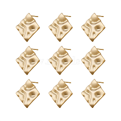 Brass Stud Earring Findings, with Loop, Rhombus, Real 18K Gold Plated, 25x25mm, Hole: 2.5mm, pin: 0.8mm(KK-TA0007-13G)