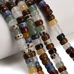 Natural Mixed Stone Beads Strands, Disc, Heishi Beads, Mixed Dyed and Undyed, 6.5~7.6x4.5~5.5mm, Hole: 1~1.2mm, about 81~90pcs/strand, 14.82''~15.08''(37.65~39.3cm)(GG-CBA792A-G03-4x7mm)