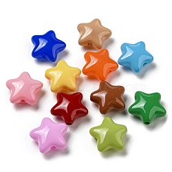 Opaque Acrylic Beads, Star, Mixed Color, 20x21x10mm, Hole: 2.5mm(MACR-D081-08)