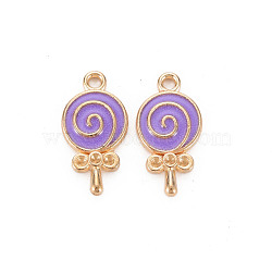 Alloy Pendant Rhinestone Settings, with Enamel, Lollipop, Light Gold, Blue Violet, Fit for 1mm Rhinestone, 18.5x10x2mm, Hole: 1.6mm(ENAM-S121-095D)