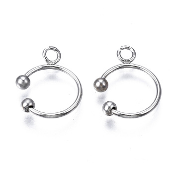 304 Stainless Steel Ear Cuff Findings, with Loop, Stainless Steel Color, 14.5x11x1mm, Hole: 2mm