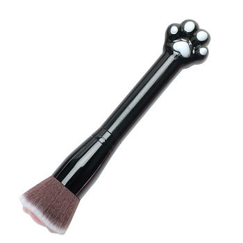 Cat Paw Shape Nylon Makeup Mask Brush, Facial Cosmetic Brushes, Plastic Handle, Saddle Brown, 16.5x4.1cm