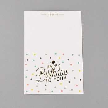 Coated Paper Cards, with Gold Stamping Word, Rectangle, Colorful, Polka Dot Pattern, 14x9.5x0.04cm