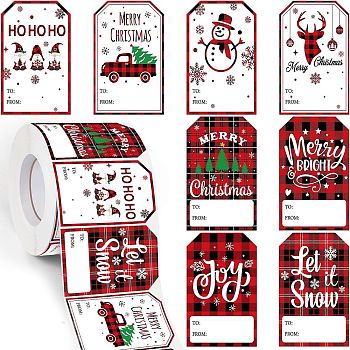 Christmas Theme Cartoon Paper Stickers, Self-adhesive Decorative Stickers Decals, Dark Red, 60x40mm, 500pcs/roll