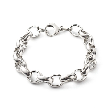 304 Stainless Steel Rolo Chain Bracelets for Women, Polishing, Stainless Steel Color, 7-7/8 inch(20cm)
