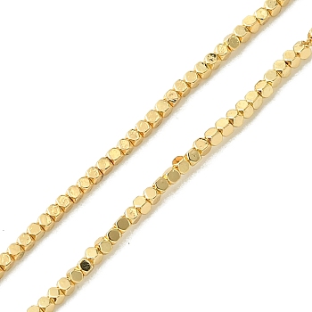 Electroplated Synthetic Non-Magnetic Hematite Beads Strands, Cube, Golden Plated, 1x1x1mm, Hole: 0.5mm, about 405pcs/strand, 15.94''(40.5cm)