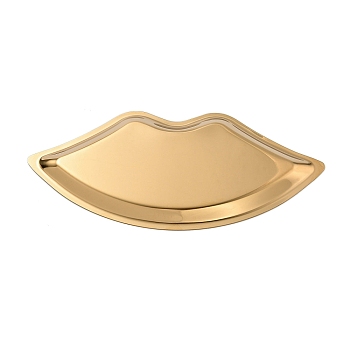 430 Stainless Steel Jewelry Plate, Storage Tray for Rings, Necklaces, Earring, Golden, Lip, 110x243x9mm