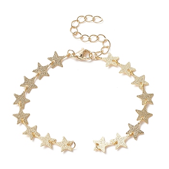 Brass Star Link Chain Bracelet Making, with Lobster Clasp, for Link Bracelet Making, Golden, 6-1/4 inch(16cm)