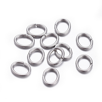 304 Stainless Steel Jump Rings, Open Jump Rings, Oval, Stainless Steel Color, 21 Gauge, 5x4x0.7mm, Inner Diameter: 2.5x3mm