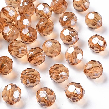 Transparent Acrylic Beads, Faceted, Football, BurlyWood, 14x13.5mm, Hole: 2mm, about 330pcs/500g