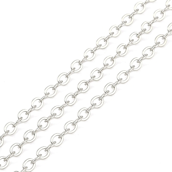 Rack Plating Iron Cable Chain, Oval, Platinum, 4x3.3x0.5mm, 15yard/roll