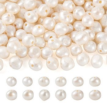 Natural Cultured Freshwater Pearl Beads, Baroque Keshi Pearl, Nuggets, Seashell Color, 7~8mm, Hole: 1.6mm