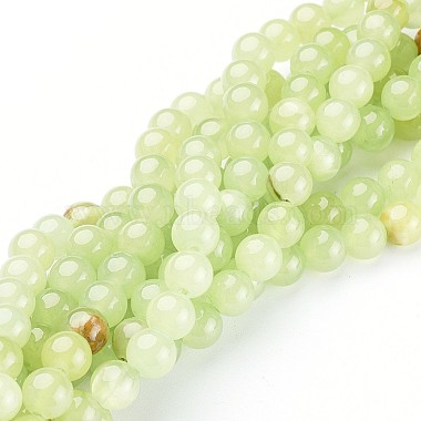 8mm LightGreen Round Flower Jade Beads