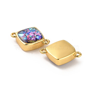 Brass Pave Synthetic Opal Rhombus Connector Charms(KK-A239-07G)-2