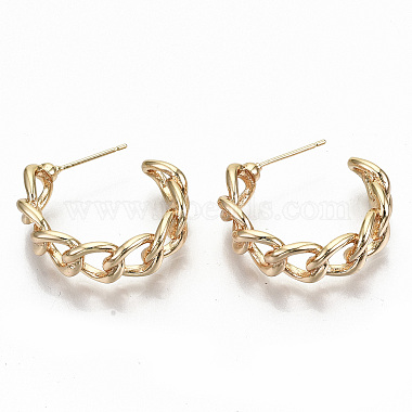 Semicircular Brass Half Hoop Earrings(X-KK-T062-38G-NF)-2