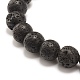 Round Synthetic Turquoise & Natural Lava Rock Stretch Bracelet(BJEW-JB07470-01)-5