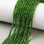 Natural Green Diopside Beads Strands, Round, Faceted, Grade A, 3.5mm, Hole: 0.6mm, about 140pcs/strand, 15.12''(38.4cm)(GG-CBA4941-A02-3mm)