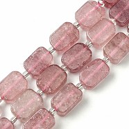 Natural Strawberry Quartz Beads Strands, with Seed Beads, Rectangle, 11.5~12.5x7.5~10x5~6.5mm, Hole: 0.8~0.9mm, about 13pcs/strand, 7.68~8.07 inch(19.5~20.5cm)(G-C098-A13-01)