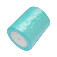 Single Face Satin Ribbon, Polyester Ribbon, Cyan, 1/4 inch(6mm), about 25yards/roll(22.86m/roll), 10rolls/group, 250yards/group(228.6m/group)(RC6mmY062)