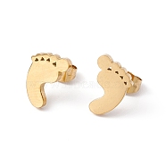 304 Stainless Steel Footprint Stud Earrings for Men Women, Golden, 11.5x8mm, Pin: 0.8mm(EJEW-E163-08G)