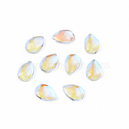 Glass Rhinestone Cabochons, Nail Art Decoration Accessories, Faceted, Teardrop, Clear AB, 6x4x1.5mm(MRMJ-N027-020A)