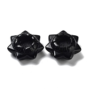 Natural Obsidian Display Decorations, Lotus, 46~52x16~22mm, Inner Diameter: 19~20mm(DJEW-F007-E05)