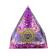 Orgonite Pyramid Resin Energy Generators, with Natural Amethyst Chip inside for Home Office Desk Decoration, 50x50x50mm(PW-WG35031-02)