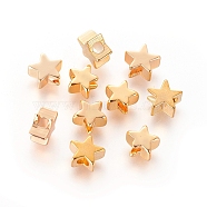 Long-Lasting Plated Brass Beads, Real 18K Gold Plated, Nickel Free, Star, 6x6x3mm, Hole: 2mm(X-KK-K193-B-056G-NF)