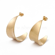201 Stainless Steel Arch Stud Earrings with 304 Stainless Steel Pins for Women, Golden, 32.5x15mm, Pin: 0.7mm(EJEW-B016-13G)