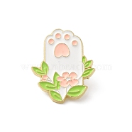 Alloy Brooches, Enamel Pins, for Backpack Cloth, Cat Theme, Paw Print, 26x22x1.5mm(JEWB-D014-07LG-02)