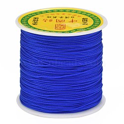 Braided Nylon Thread, Chinese Knotting Cord Beading Cord for Beading Jewelry Making, Blue, 0.8mm, about 100yards/roll(NWIR-R006-0.8mm-368)