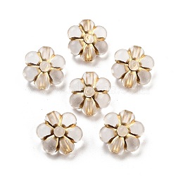 Plating Acrylic Beads, Golden Metal Enlaced, Flower, WhiteSmoke, 19x18x9.5mm, Hole: 2.8mm(X-OACR-Q084-17A)