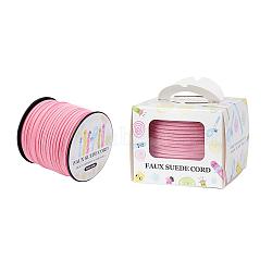 Faux Suede Cord, Faux Suede Lace, Paper Box Packing, Pink, 3.0x1.4mm, about 98.43yards/roll(90m/roll)(LW-JP0001-3.0mm-1040)