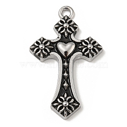Alloy Pendants, with Enamel, Cross Charm, Antique Silver, 50x30x4.5mm, Hole: 3mm(PALLOY-A007-05AS)