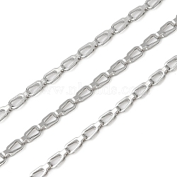 304 Stainless Steel Link Chains, Unwelded, with Spool, Stainless Steel Color, 7x3x2.5mm(CHS-L029-09P)