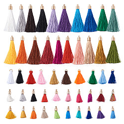 Polyester Tassel Pendant Decorations, Mixed Color, 26~65x6~25mm, Hole: 1.5~4mm, 120pcs/set(FIND-TA0001-12)