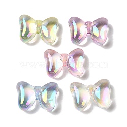 UV Plating Transparent Acrylic Beads, Bowknot, Mixed Color, 20x28x10mm, Hole: 2.5mm(OACR-H123-25)