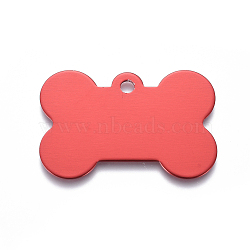 Pet Aluminium Pendants, Stamping Blank Tag, Bone, Red, 25x38x1mm, Hole: 3mm(ALUM-I002-06D)