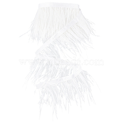 2 Yards Fashion Ostrich Feather Cloth Strand Costume Accessories, White, 80~100mm(FIND-GF0003-42B)