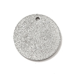 304 Stainless Steel Pendants, Textured, Flat Round, Stainless Steel Color, 12x1mm, Hole: 1mm(STAS-J040-12B-P)