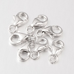 Sterling Silver Lobster Claw Clasps, Platinum, 8.6x6mm, Hole: 2mm(X-H191-P)