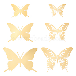 Unicraftale 12Pcs 6 Style Stainless Steel Butterfly Wall  Decoration Pendants, Golden, 45~95x90.5~121x0.3mm, 2pcs/style(STAS-UN0036-52G)