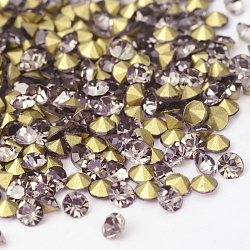 Back Plated Grade A Diamond Glass Pointed Rhinestone, Black Diamond, 3~3.2mm, about 1440pcs/bag(RGLA-SS12-003)