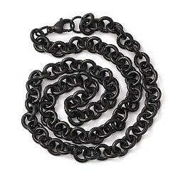 Ion Plating(IP) 304 Stainless Steel Rolo Chains Necklaces, with Lobster Claw Clasps, Electrophoresis Black, 19.65 inch(49.9cm)(NJEW-F297-02B)