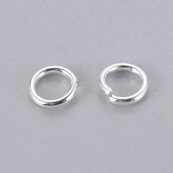 304 Stainless Steel Jump Rings, Open Jump Rings, Silver Color Plated, 18 Gauge, 6x1mm, Inner Diameter: 4mm, about 50pcs/5g