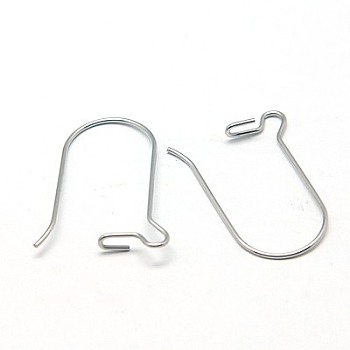 316 Surgical Stainless Steel Hoop Earrings Findings Kidney Ear Wires, 21 Gauge, 25x12mm, Pin: 0.7mm