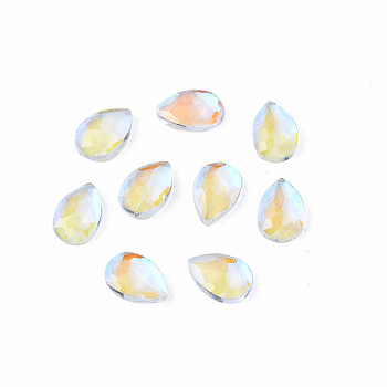 Glass Rhinestone Cabochons, Nail Art Decoration Accessories, Faceted, Teardrop, Clear AB, 6x4x1.5mm