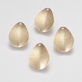 Brass Pendants, teardrop, Golden, 20x13x2mm, Hole: 1mm
