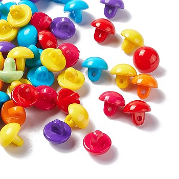 Acrylic Shank Buttons, Opaque Acrylic Button Beads, Half Round, Mixed Color, bout 10.5mm in diameter, 10mm thick, hole: 2mm, about 1350pcs/500g